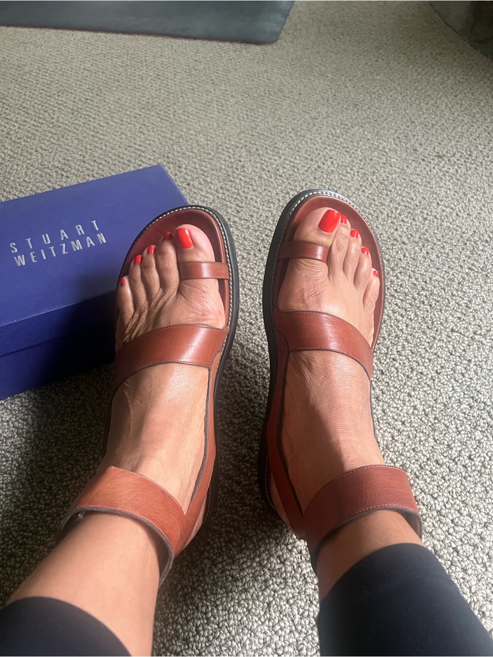 Stuart Weitzman Glosolstice Women's Tan Leather Strap Slingback Sandals